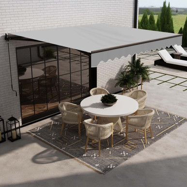 Caribbean Manual Retractable Patio Awning - Black Frame - Silver Gray