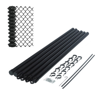 Galvanized Steel Chain Link Fence Kit – 6x50 ft. – 7 Gauge – Black