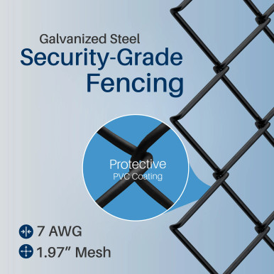 Galvanized Steel Chain Link Fence Fabric – 4x50 ft. – 7 Gauge – Black