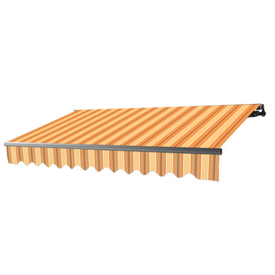 Caribbean Manual Retractable Patio Awning - Black Frame - Multi-Stripe Yellow