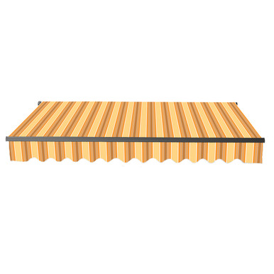 Caribbean Manual Retractable Patio Awning - Black Frame - Multi-Stripe Yellow