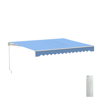 Caribbean Motorized Patio Awning - White Frame - Sky Blue