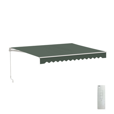 Caribbean Motorized Patio Awning - White Frame - Forest Green