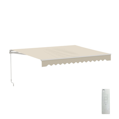Caribbean Motorized Patio Awning - White Frame - Ivory Cream