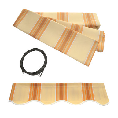Caribbean Motorized Patio Awning - White Frame - Multi-Stripe Yellow
