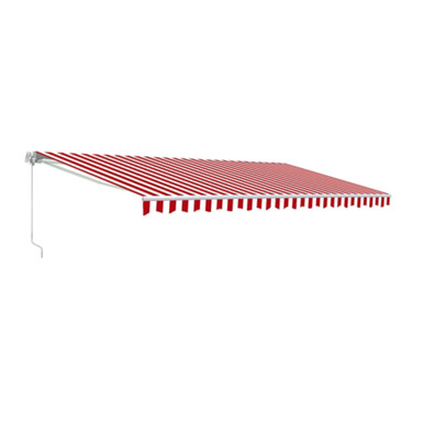 Caribbean Motorized Patio Awning - White Frame - Red & White Striped