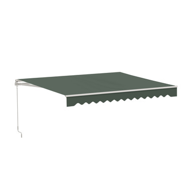 Caribbean Manual Patio Retractable Awning - White Frame - Forest Green
