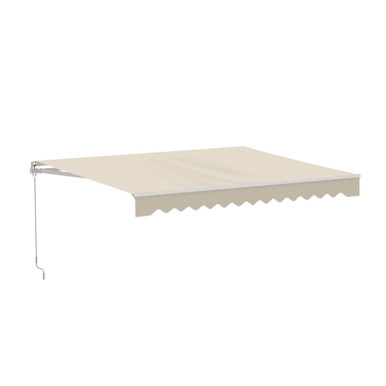 Caribbean Manual Retractable Patio Awning - White Frame - Ivory Cream