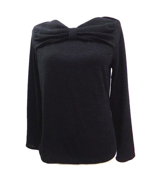 Rafaella Women's Black Sweater with Bow Neckline SIZE PETITE SMALL (PS) womens women's warm sweater womens warm sweater women's formal sweater women's heavyweight sweater women's medium weight sweater women's pretty black sweater women's pretty sweater women's casual sweater women's soft sweater women's sweater with bow women's comfy sweater women's comfortable sweater women's sexy sweater women's fall sweater women's fall fashion women's winter fashion women's winter sweater women's date night fashion ideas women's petite fashion women's petite sweater women's petite fashion party ideas women's sweater petite small size petite small size ps