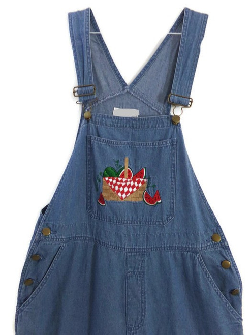 Mandal Bay Women's Denim Overalls with Watermelon Embroidery SIZE MEDIUM womens women's overalls size medium cute women's overalls women's denim overalls size medium women's embroidered overalls women's date night fashion ideas women's casual fashion women's party fashion women's 4th of July fashion ideas women's summer fashion ideas women's fall fashion ideas women's denim overalls with embroidery size medium