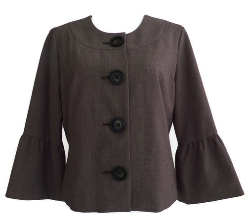 Apt. 9 Women's Brown Blazer Jacket with Ruffled Sleeves SIZE 12 women's swing jacket ladies formal blazer jacket womens women's casual wear blazer jacket women's wear to work blazer jacket women's wear on date night blazer jacket women's wear to wedding women's feminine blazer jacket women's wedding fashion women's career fashion women's casual fashion women's bell sleeve blazer jacket women's long sleeved blazer jacket women's formal wear women's date night fashion ideas women's bell sleeves blazer jacket