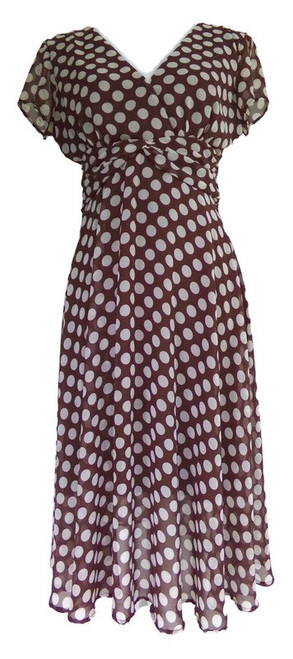 dressbarn Women's Brown with White Polka Dots Dress SIZE 8 womens women's elegant polka dot dress i love polka dots women's wear to wedding women's wedding attire women's wear to garden party women's southern tea party women's mint juleps dress women's formal occasion dress women's polka dot dress women's wear to work women's career wear women's Kentucky Derby dress women's party dress women's spring fashion women's fall fashion women's summer fashion