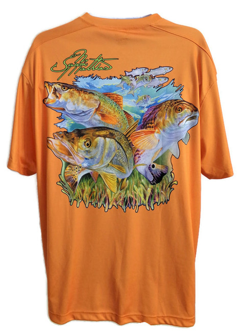 World Wide Sportsman Jason Mathias Inshore Slam Orange Fishing Tee Shirt SIZE XL Fish Flounder Trout Tee Shirt Christmas gift for dad for fisherman birthday gift for fisherman for dad mens casual sporting shirt high quality tee shirts collectible tee shirts