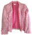 Women's Pink & White Check Boucle Fringed Blazer Jacket SIZE 8