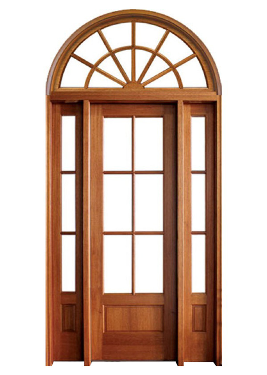 Mahogany Alexandria Tdl 6lt 6 8 Single Door With 2 Sidelights And Half Round Transom
