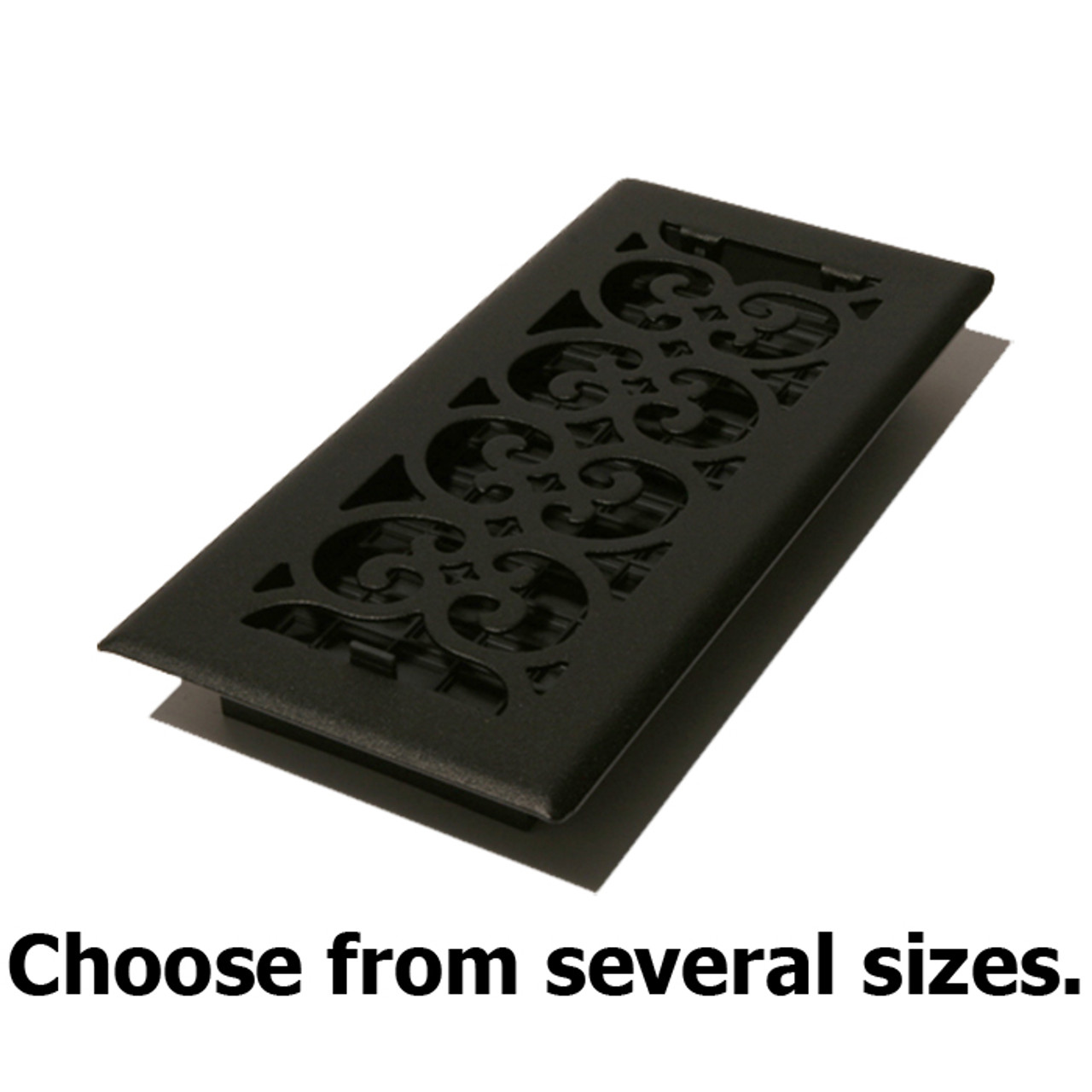 Decor Grates 4" X 12" Textured Black Painted Scroll Design Steel Floor Register 