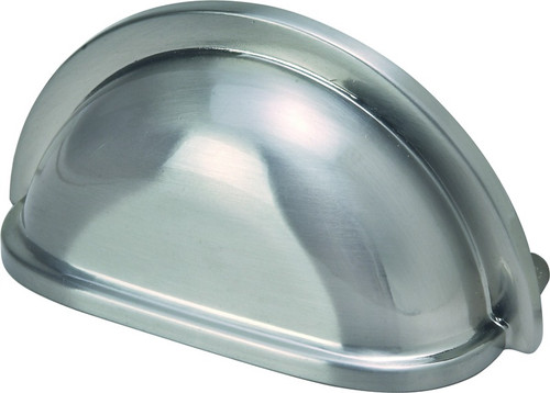 Economy Satin Nickel finish 3" center to center kitchen or bathroom cabinet cup pull by hardware house sold by completehomehardware.com