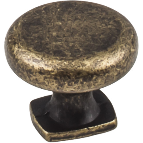Distressed Antique Brass 1-3/8" Belcastel Decorative Forged Look Flat Bottom Knob (MO6303ABM-D)