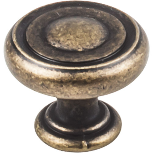 Distressed Antique Brass 1-1/4" Bremen 1 Decorative Button Cabinet Knob (117ABM-D)