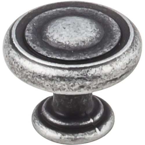 Distressed Antique Silver 1-1/4" Bremen 1 Decorative Button Cabinet Knob (117SIM)