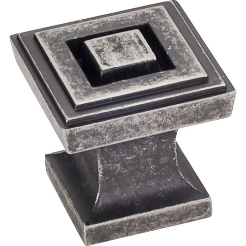 Distressed Pewter 1" Delmar Decorative Square Cabinet Knob (585DP)