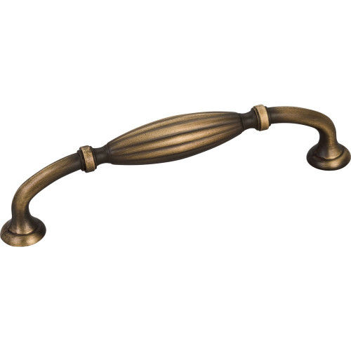 Antique Brushed Satin Brass 5-3/4" Glenmore Decorative Ribbed Cabinet Pull (718ABSB)