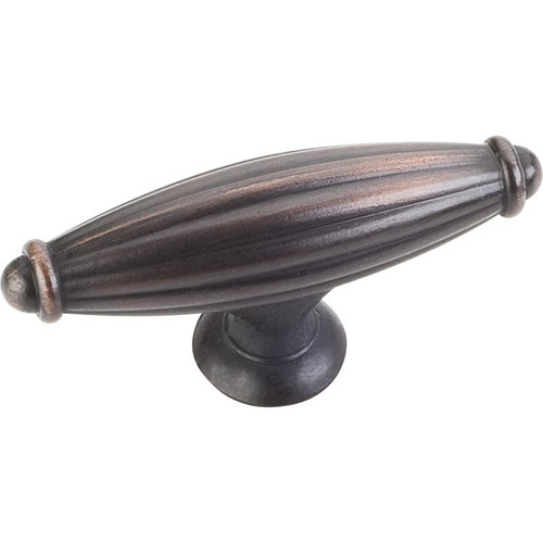 Brushed Oil Rubbed Bronze 2-5/8" Glenmore Decorative Ribbed Cabinet Knob (618DBAC)