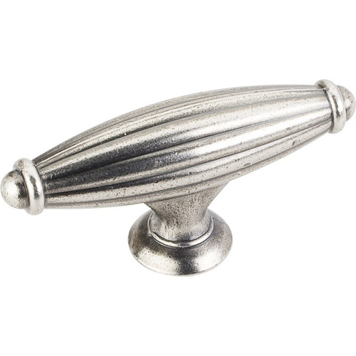 Distressed Pewter 2-5/8" Glenmore Decorative Ribbed Cabinet Knob (618BNMDL)