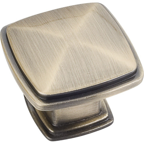 Brushed Antique Brass 1-3/16" Milan 1 Decorative Square Cabinet Knob (1091AB)