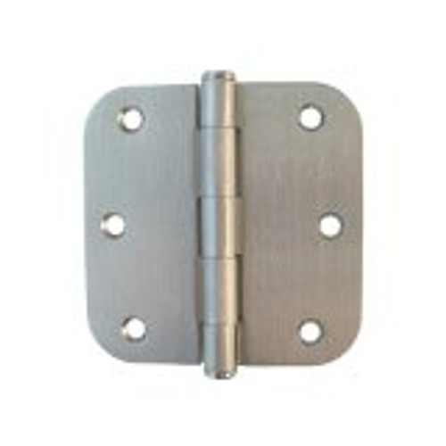 Satin Nickel 3.5 inch X 3.5 inch X 5/8 inch Radius Corner Residential Interior Door Hinge