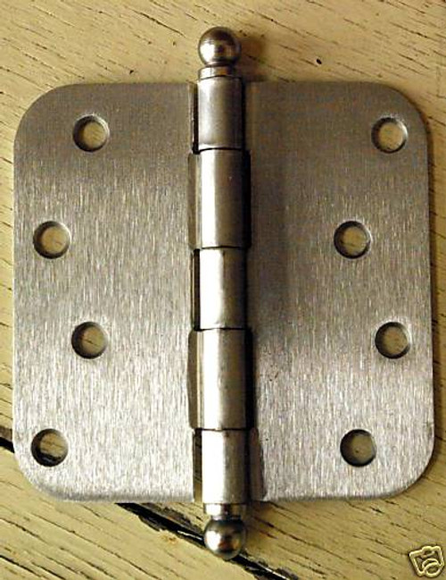 Satin Nickel 4" X 4" X 5/8" Corner Door Hinge with Ball Tip