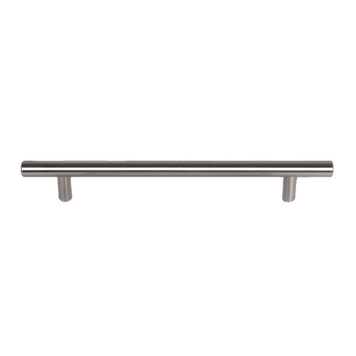 Satin Nickel Skyline Blvd. 8 11/16" (220mm) Solid Bar Pull, sold by Complete Home Hardware.