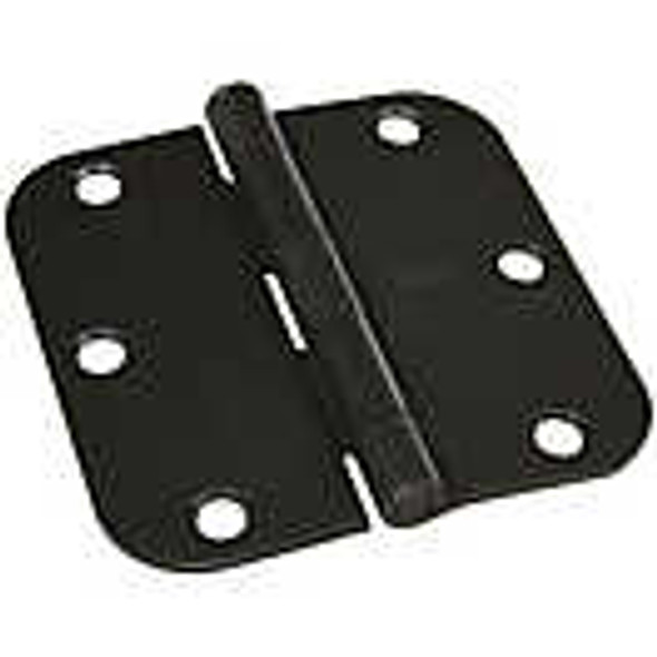 Brushed Matte Black 3.5 inch X 3.5 inch X 5/8" radius corner interior residential door hinge