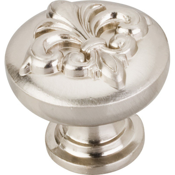 Satin Nickel 1-3/8" Lafayette Raised Fleur-de-lis Decorative Cabinet Knob (218SN)