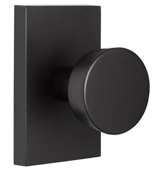 Shop the Sure-Loc Zermatt Privacy Door Knob in Flat Black with a modern rectangular rosette. Sleek design, smooth operation, and durable construction. SKU ZT101-FBL.
