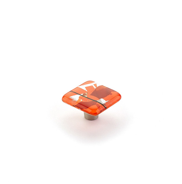 Schaub and Company Ice Collection Confetti Orange Square Cabinet Knob