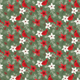 Christmas Time: Cardinal Floral 12x12 Patterned Paper