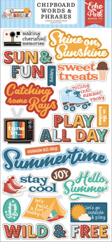 Summer Break 6x13 Chipboard Words & Phrases