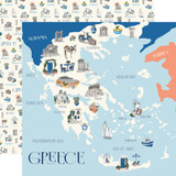 Greece: Greece Map 12x12 Patterned Paper