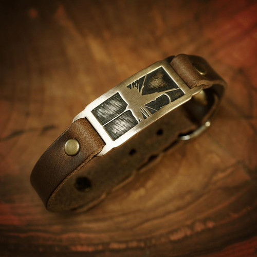 Sight Line Provisions Streamline Coll Dry Fly Bronze on Brown Leather Bracelet