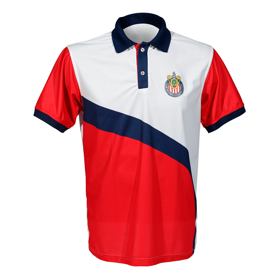 POLO COMBINADA ROJI BLANCO FRANJA ESCUDO CHIVAS
