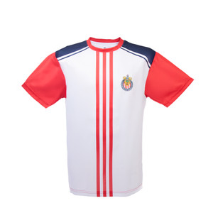 PLAYERA BLANCA MANGAS ROJAS ESCUDO CHIVAS PLAYERA BLANCA MANGAS ROJAS ESCUDO CHIVAS