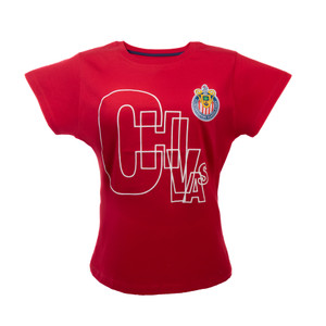 PLAYERA LETRAS CHIVAS ROJA MUJER PLAYERA LETRAS CHIVAS ROJA MUJER