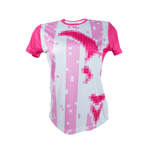 PLAYERA MUJER CHIVA RETRO PIXEL ROSA