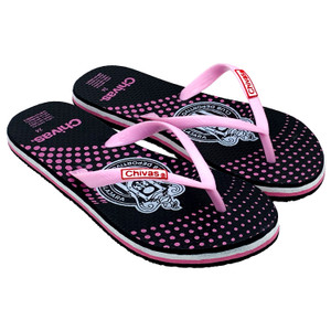 SANDALIA NEGRO Y ROSA SERIGRAFÍA ESC. CHIVAS PARA MUJER
