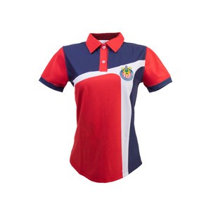 POLO DAMA COMBINADA LÍNEAS BLANCAS CON ESCUDO CHIVAS POLO DAMA COMBINADA LÍNEAS BLANCAS CON ESCUDO CHIVAS
