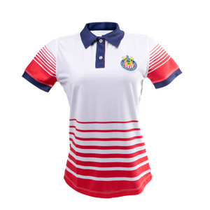 POLO DAMA BLANCA RAYAS HORIZONTALES CHIVAS POLO DAMA BLANCA RAYAS HORIZONTALES CHIVAS