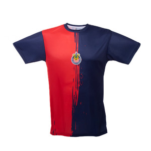 PLAYERA CON TEXTURAS BICOLOR ESCUDO CHIVAS PLAYERA CON TEXTURAS BICOLOR ESCUDO CHIVAS