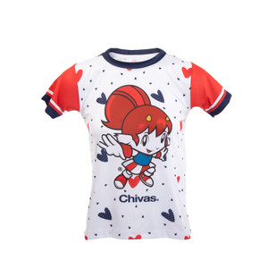PLAYERA BLANCA MANGAS ROJAS CHIVITA CORAZONES PARA NIÑA PLAYERA BLANCA MANGAS ROJAS CHIVITA CORAZONES PARA NIÑA