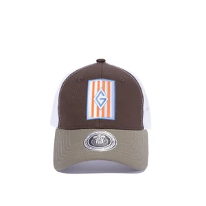 GORRA MALLA CAFÉ Y BEIGE APLICACIÓN LOGO RETRO